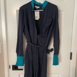 NEW Equipment Femme Silk‎ Dress small navy